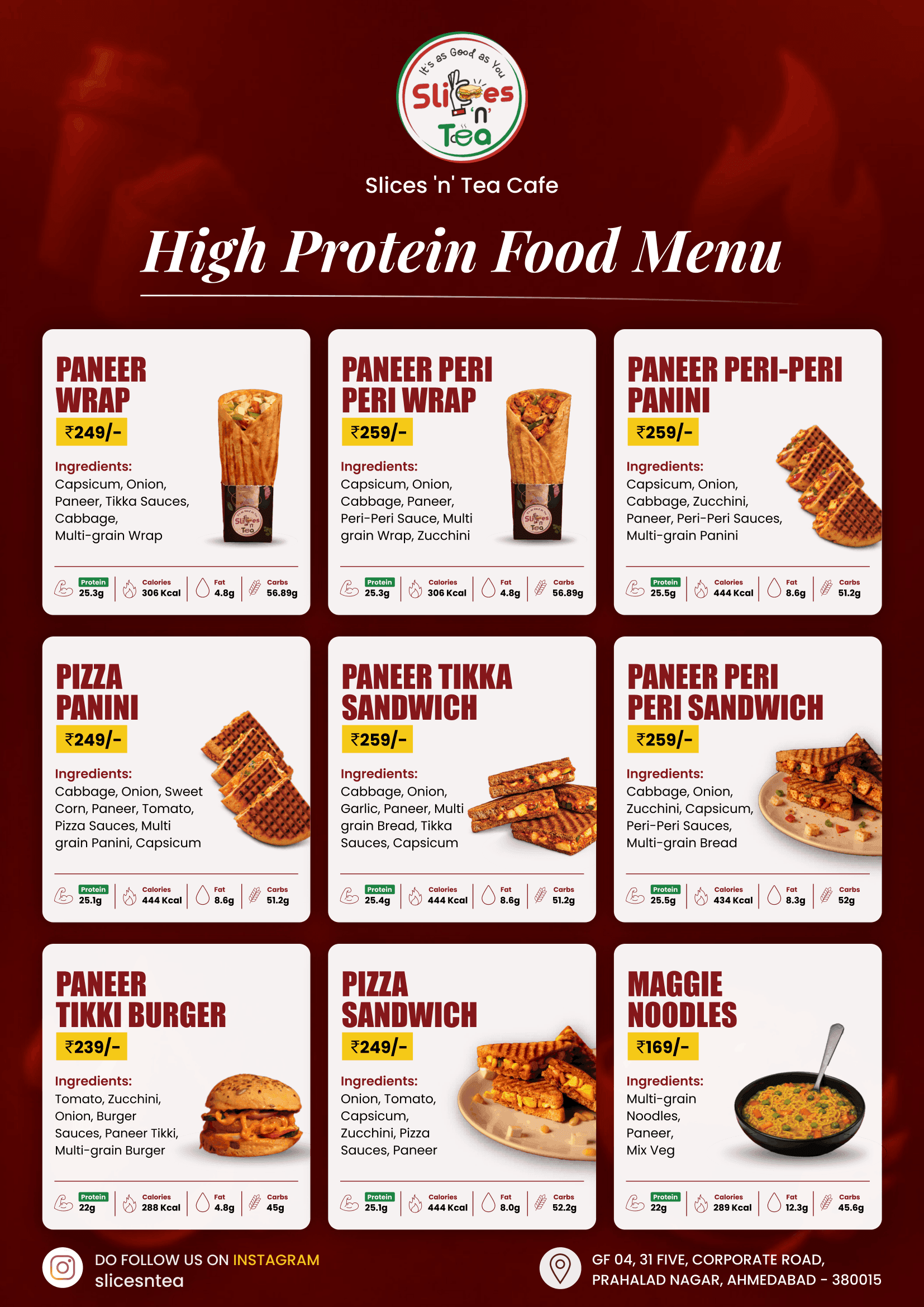 Slices 'n' Tea high protein menu